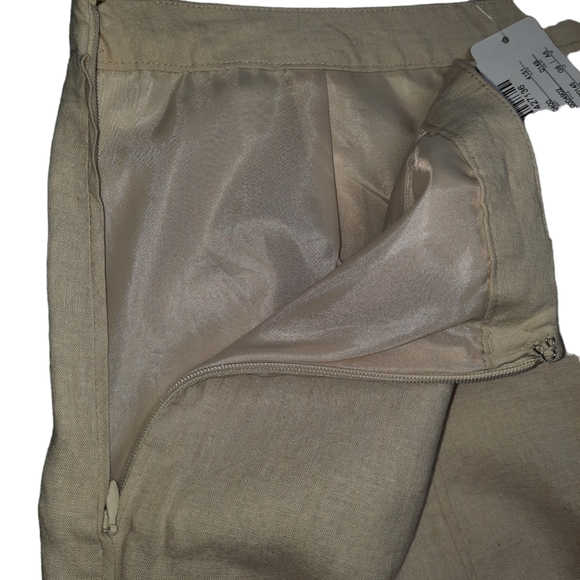 Christopher & Banks Neutral Tan Linen Blend Panel Flare Midi Skirt SZ 12 - Picture 11 of 11